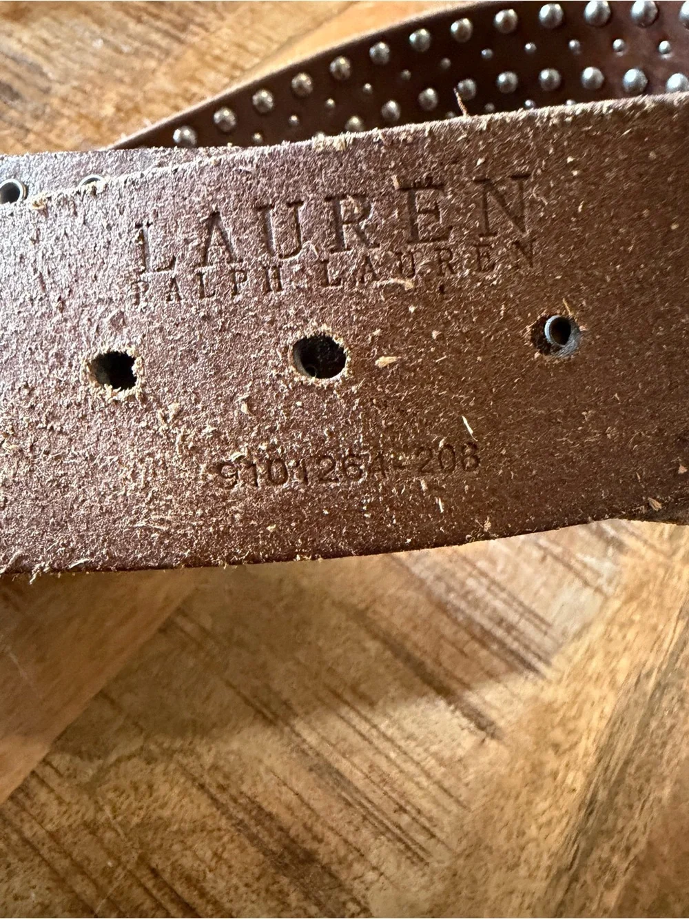 Vtg Lauren Ralph Lauren LRL Y2K Americana Brown Dome Stud Leather Western Belt